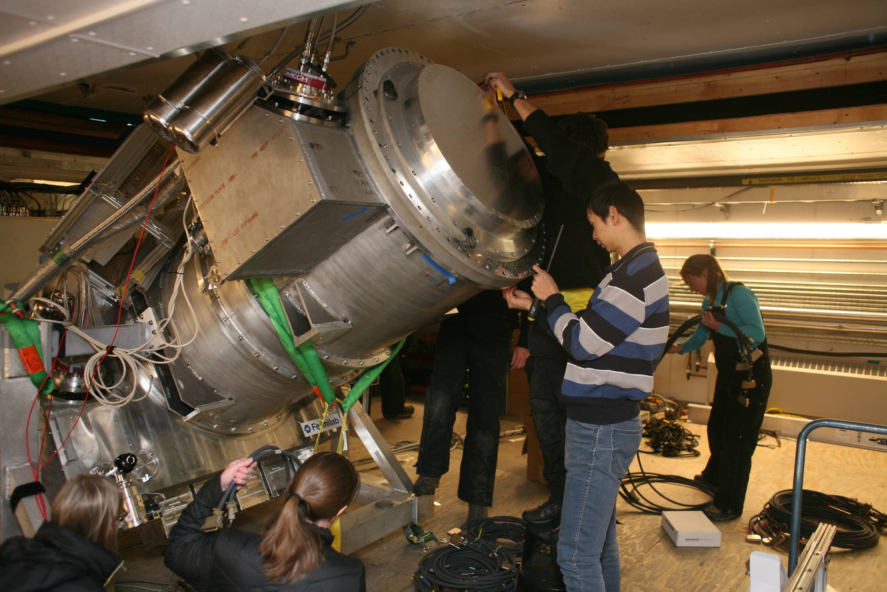 The receiver is being prepared for installing the readout cables.