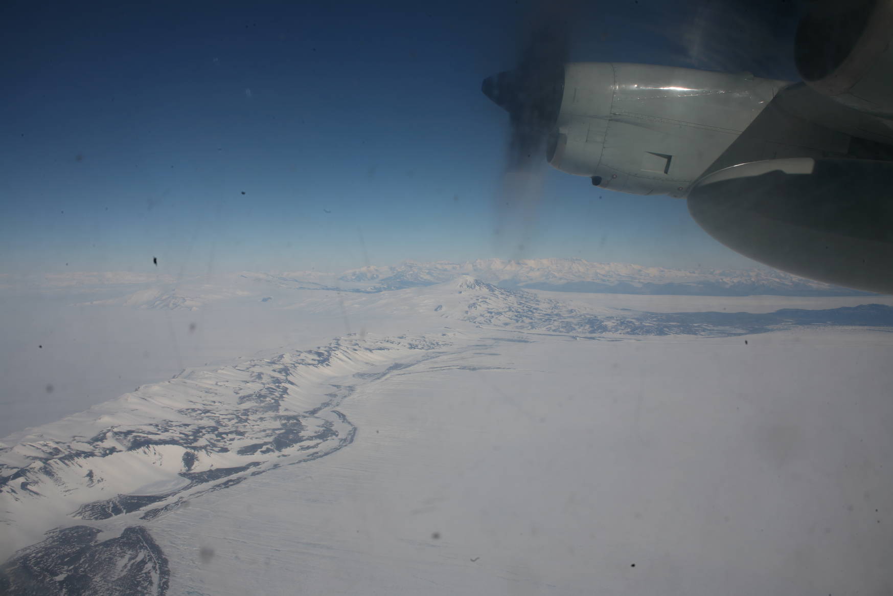 Trans-Antarctic mountains seen from the airplane.
