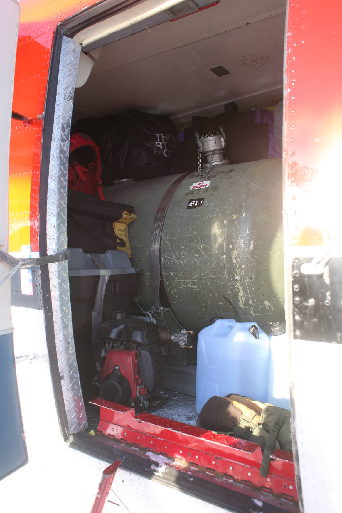 The space normally used for passengers packed to the gills with fuel and cargo.